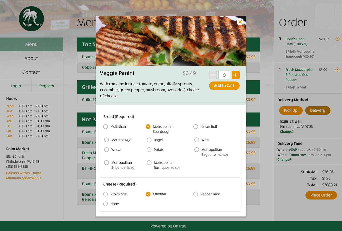 Ontray Menu