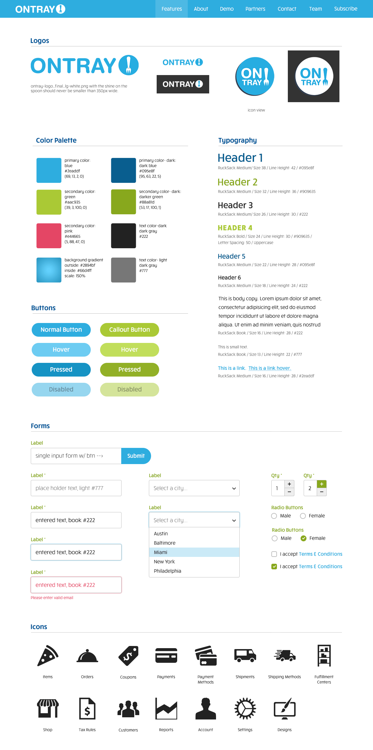 Ontray Styleguide